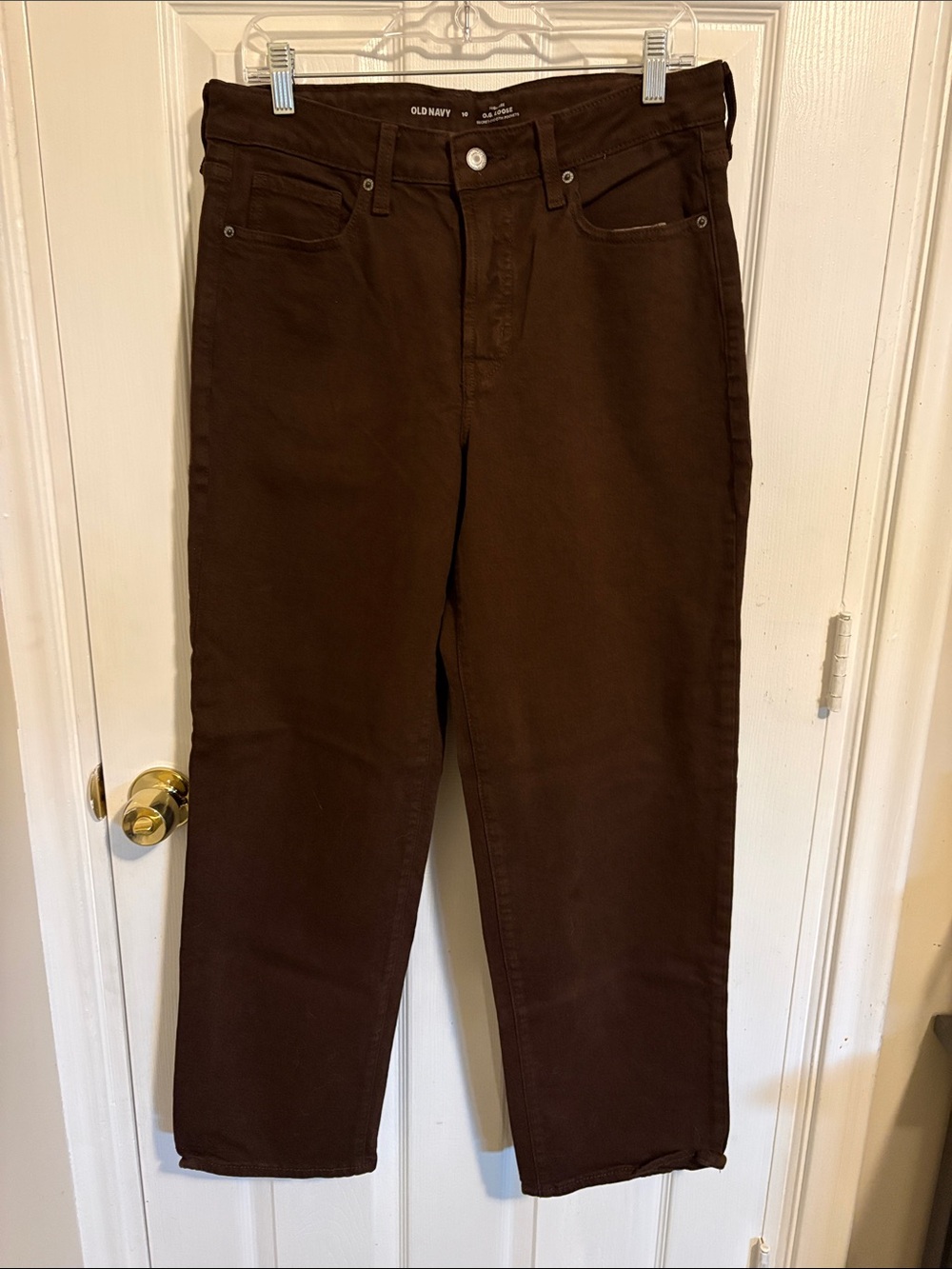Old Navy Wonen’s Dark Brown Relaxed Jeans high rise OG loose size 10